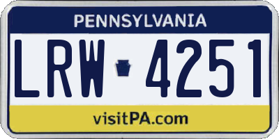 PA license plate LRW4251