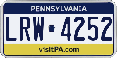 PA license plate LRW4252