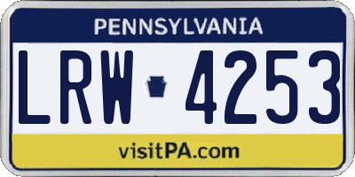 PA license plate LRW4253