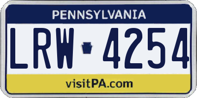 PA license plate LRW4254