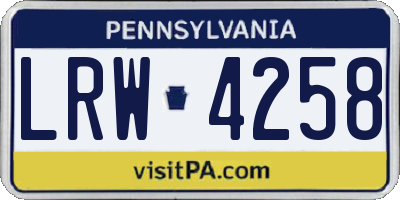 PA license plate LRW4258