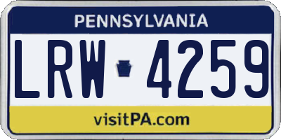 PA license plate LRW4259
