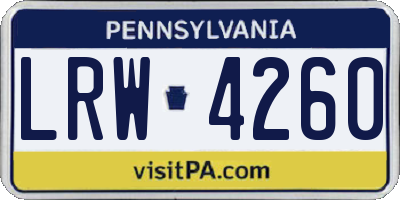 PA license plate LRW4260