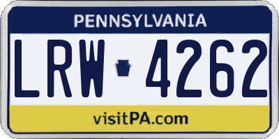 PA license plate LRW4262