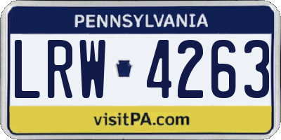 PA license plate LRW4263