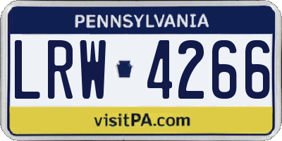 PA license plate LRW4266