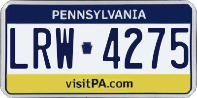 PA license plate LRW4275