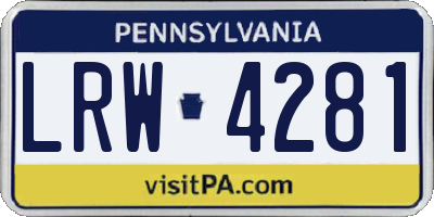 PA license plate LRW4281