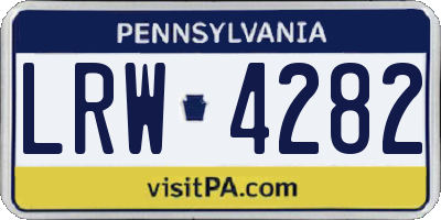 PA license plate LRW4282