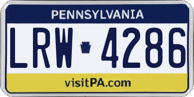 PA license plate LRW4286