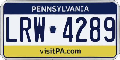 PA license plate LRW4289