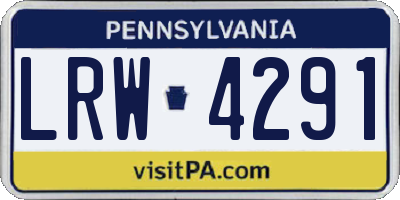 PA license plate LRW4291