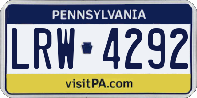 PA license plate LRW4292