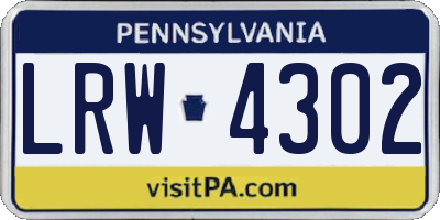 PA license plate LRW4302