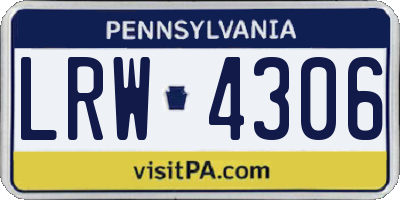PA license plate LRW4306