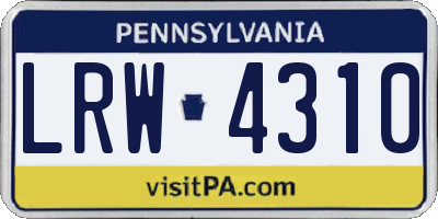 PA license plate LRW4310