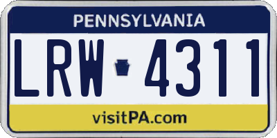 PA license plate LRW4311