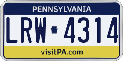 PA license plate LRW4314