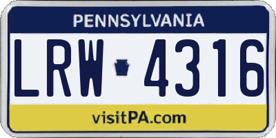 PA license plate LRW4316