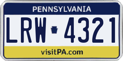 PA license plate LRW4321