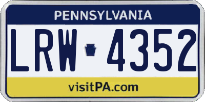 PA license plate LRW4352