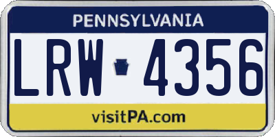 PA license plate LRW4356