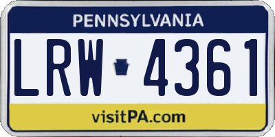 PA license plate LRW4361