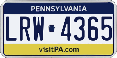 PA license plate LRW4365