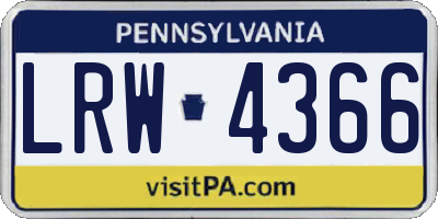 PA license plate LRW4366