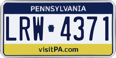 PA license plate LRW4371
