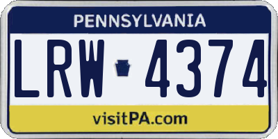 PA license plate LRW4374