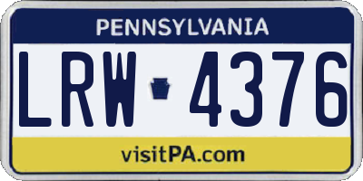 PA license plate LRW4376