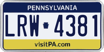 PA license plate LRW4381