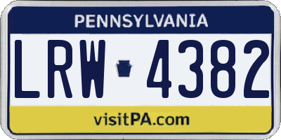 PA license plate LRW4382