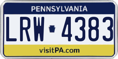 PA license plate LRW4383