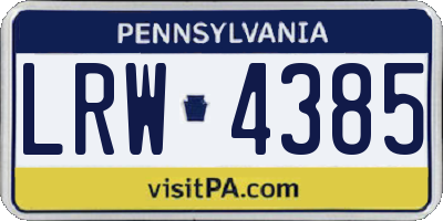 PA license plate LRW4385