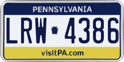 PA license plate LRW4386