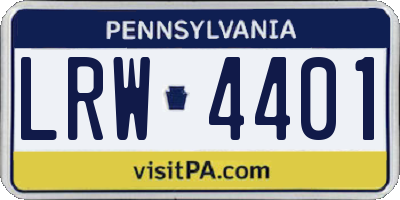 PA license plate LRW4401