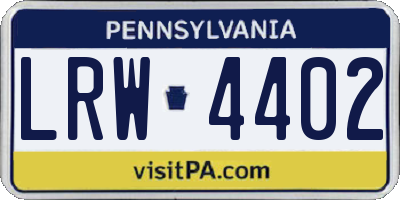 PA license plate LRW4402
