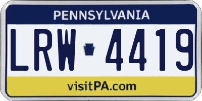 PA license plate LRW4419