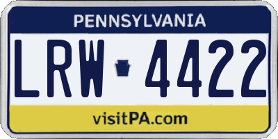 PA license plate LRW4422