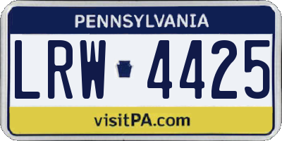 PA license plate LRW4425