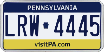 PA license plate LRW4445