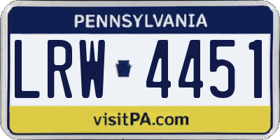 PA license plate LRW4451