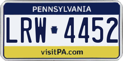 PA license plate LRW4452
