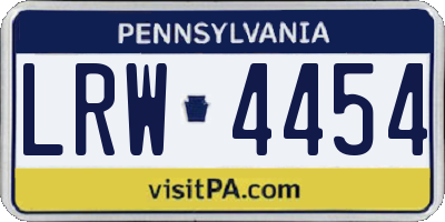 PA license plate LRW4454