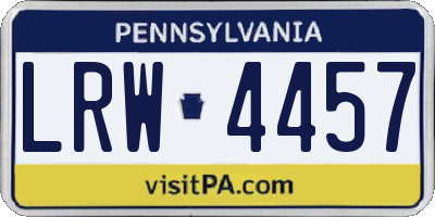 PA license plate LRW4457