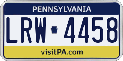 PA license plate LRW4458