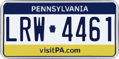 PA license plate LRW4461