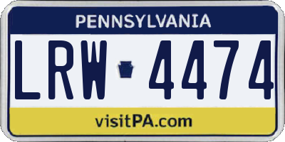 PA license plate LRW4474